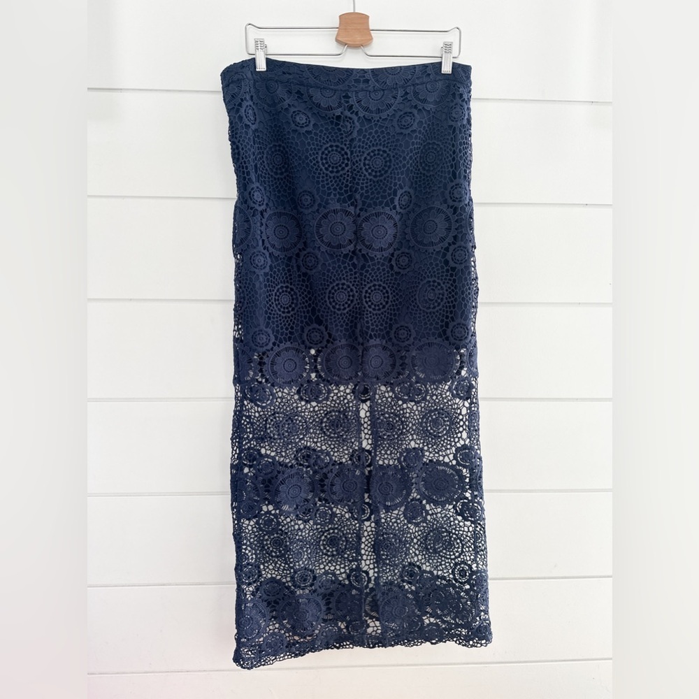 NWT - LeChateau Maxi Skirt - Navy - Lace Short Lining _ Size Large - Picture 5 of 8